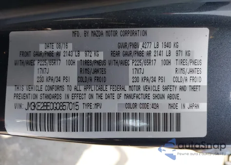 2016 Mazda Cx-5 Sport из США, поврежденный, VIN JM3KE2BE0G0857015